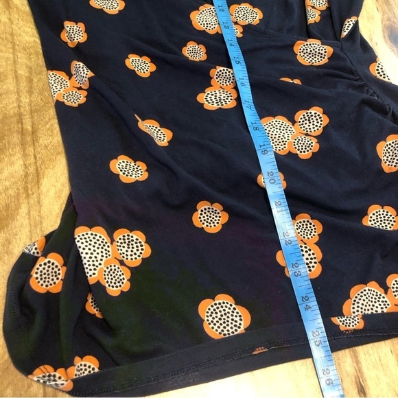Boden Navy Blue Floral V Neck Stretch Viscose Ruched Side Top Womens Size 12 - Picture 5 of 8